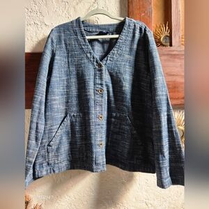 Pure Jill Indigo Textured Knit Top